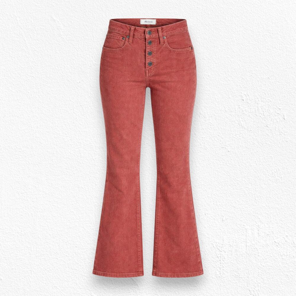 Madewell Terracotta Corduroy Cropped Cali Demi Boot Cut Flare Jeans Size 24